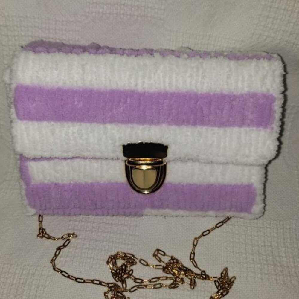 Handmade Lilac & White small purse